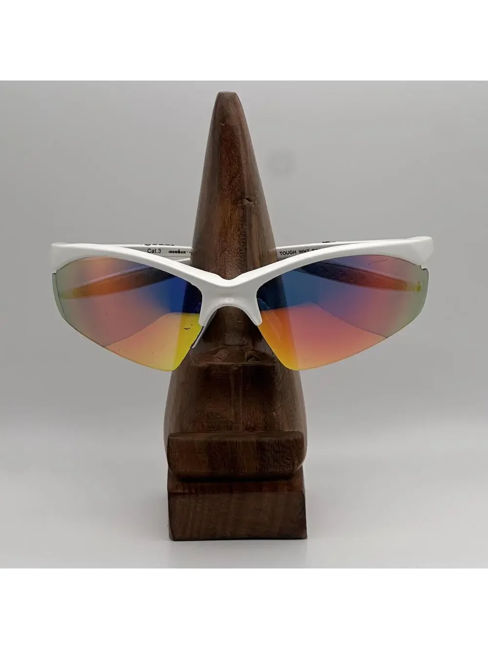 Ironman Triathlon White Red RV ACA Sports Sunglasses with Mirrored Lenses